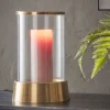 Antique Brass & Glass Candle Holder