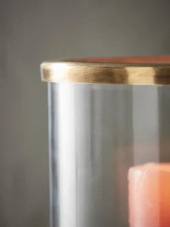 Antique Brass & Glass Candle Holder