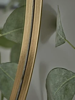 Antique Brass Slim Frame Round Mirror