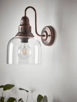 Antique Copper & Glass Wall Light