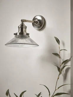 Antique Fluted Glass Wall Light - Silver
