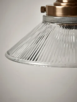 Antique Fluted Glass Wall Light - Brass