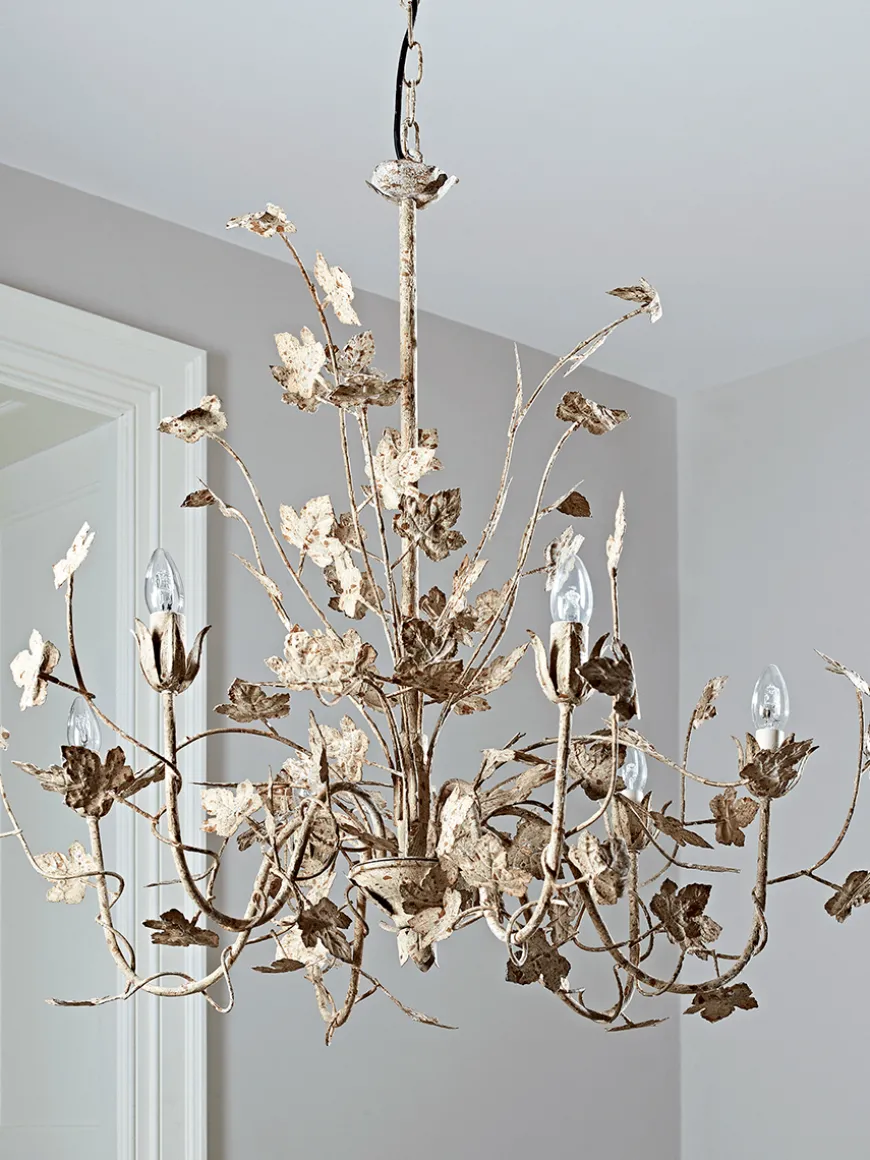 Antique White Leaves Chandelier
