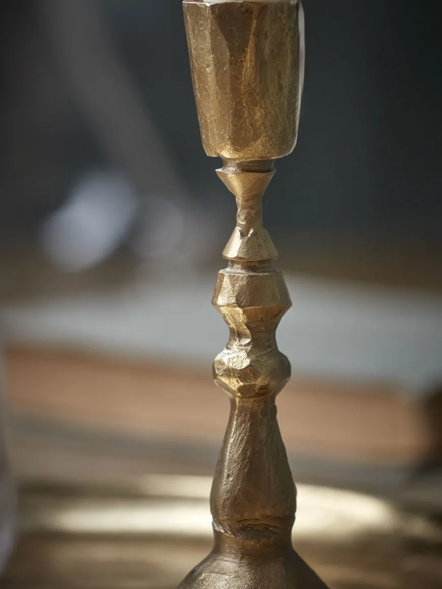 Antiqued Effect Dinner Candle Holder - Small