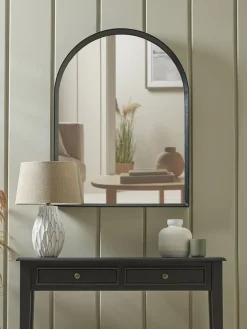Arched Black Oak Mirror