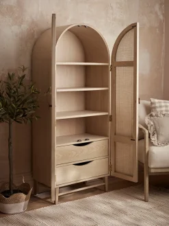 Arched Wicker Display Cabinet