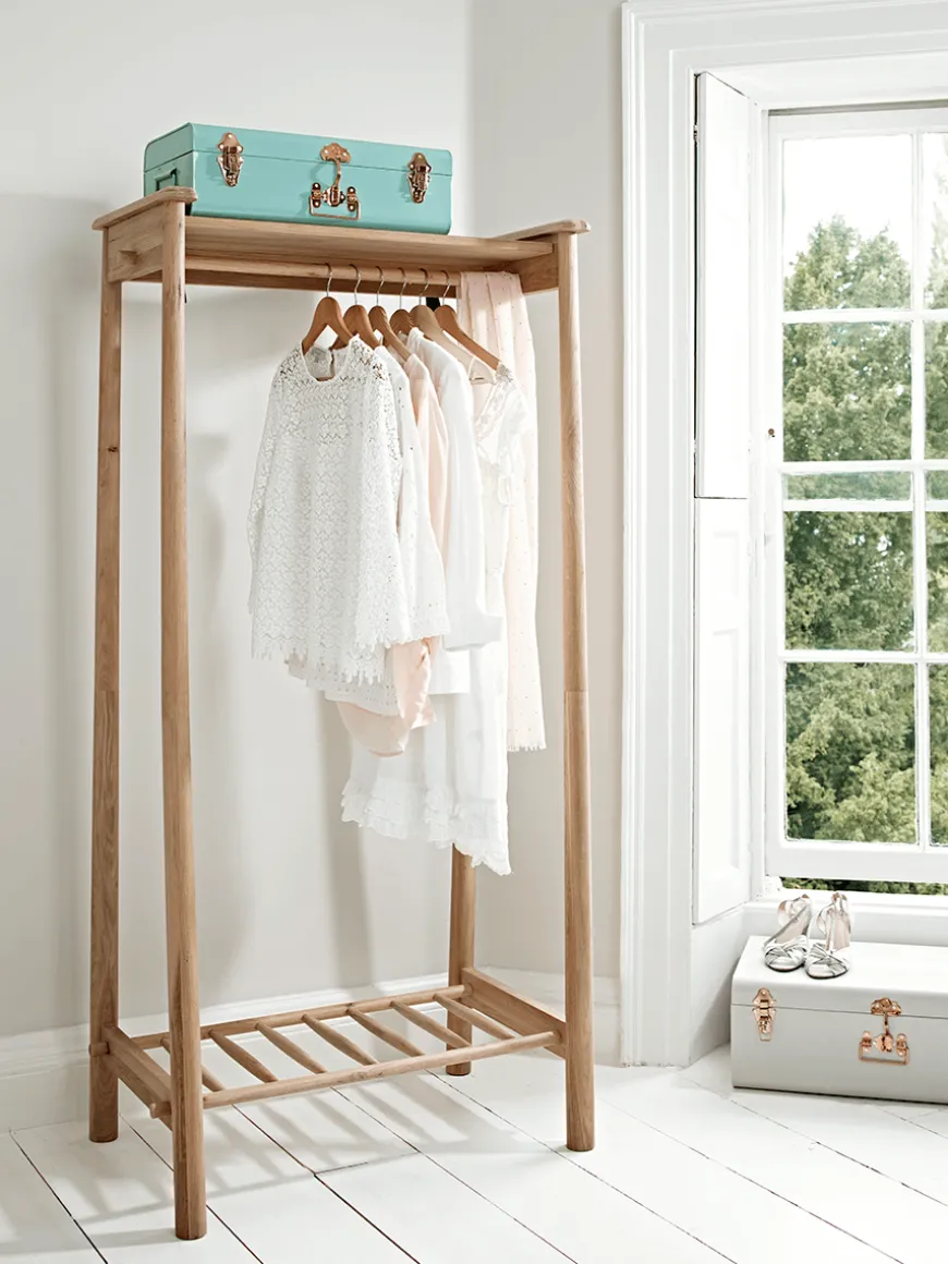 Bergen Oak Clothes Rail - Natural