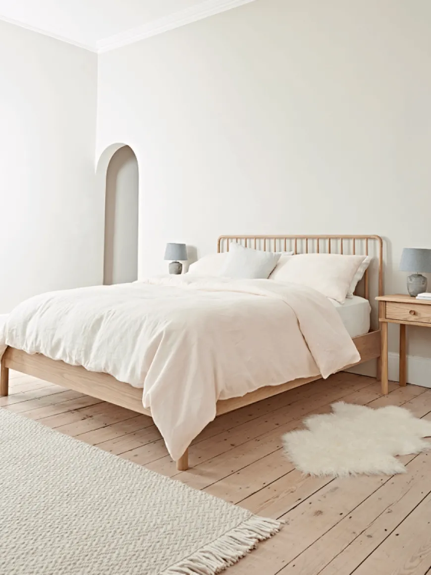 Bergen Oak Double Bed - Natural