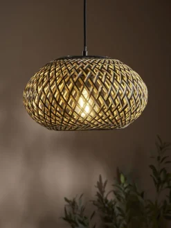 Black & Natural Woven Pendant - Small