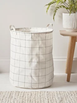 Black & White Checked Laundry Basket