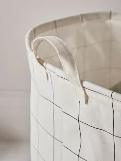 Black & White Checked Laundry Basket