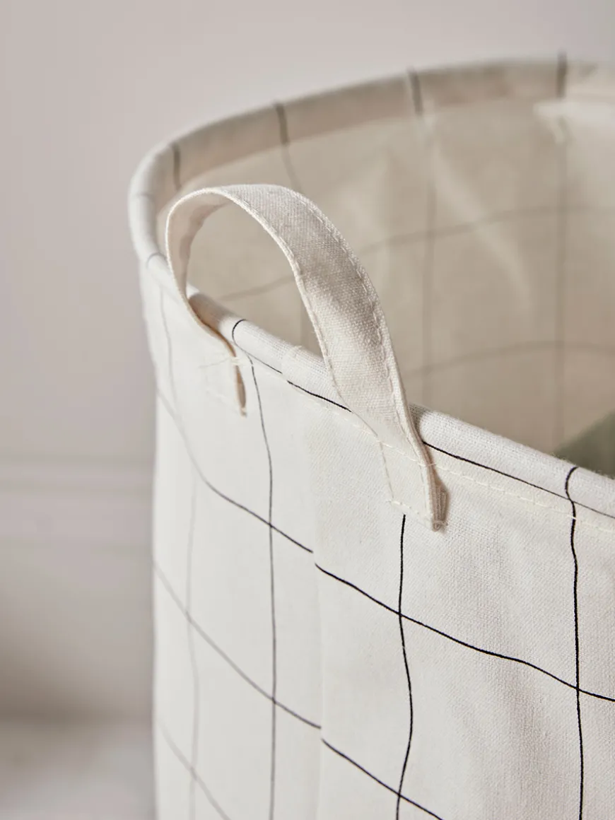 Black & White Checked Laundry Basket