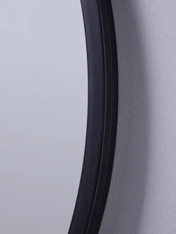 Black Bevelled Round Mirror - Large
