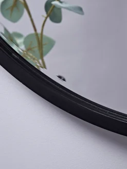 Black Bevelled Round Mirror - Large