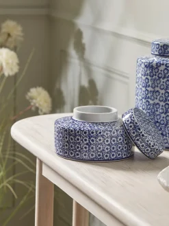 Blue & White Floral Storage Pot