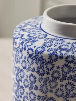 Blue & White Patterned Storage Pot