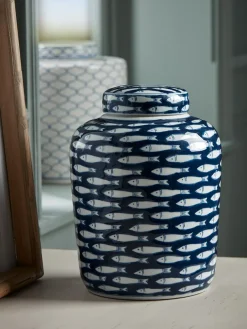 Blue Fish Ginger Jar