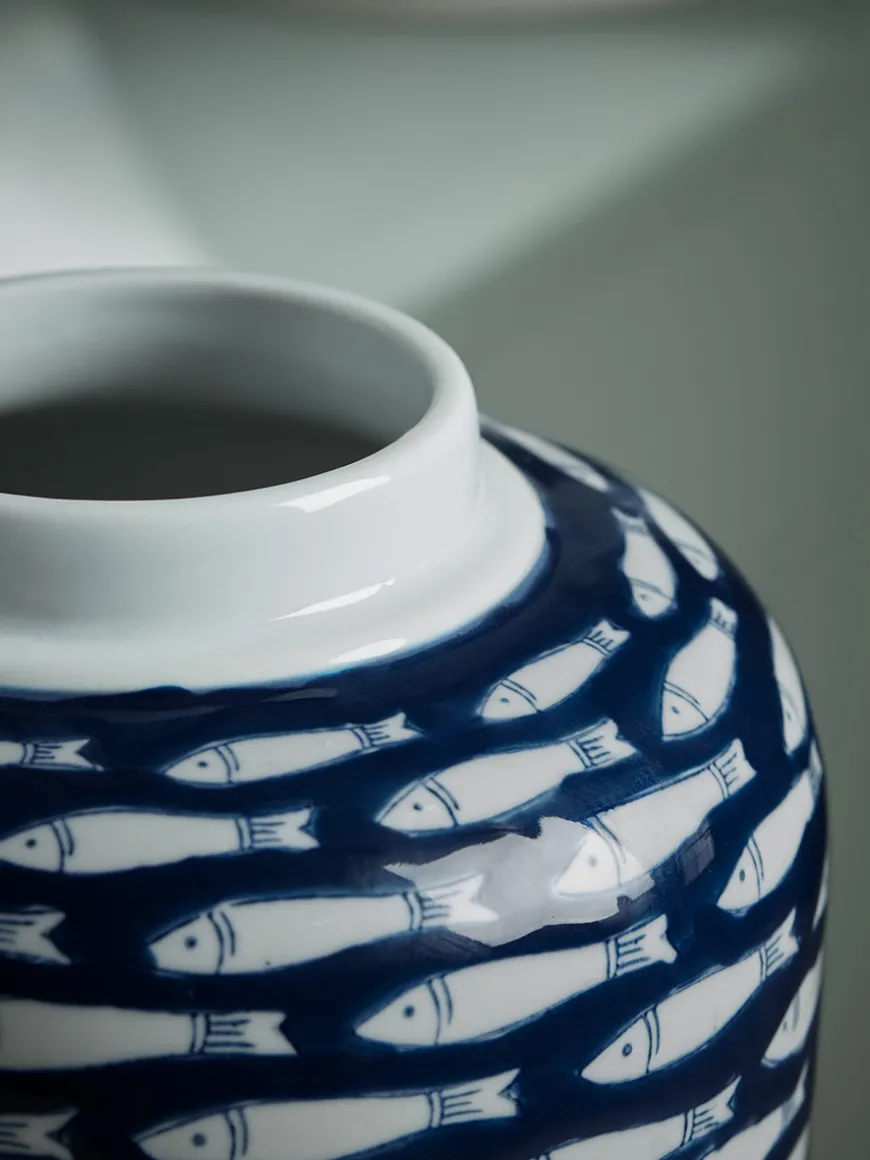 Blue Fish Ginger Jar
