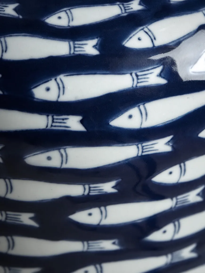 Blue Fish Ginger Jar