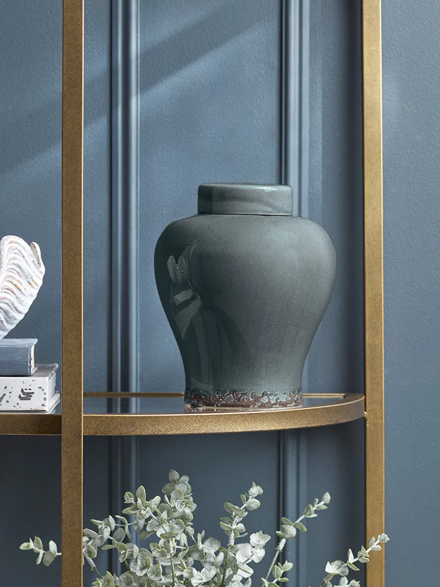 Blue Glazed Storage Jar