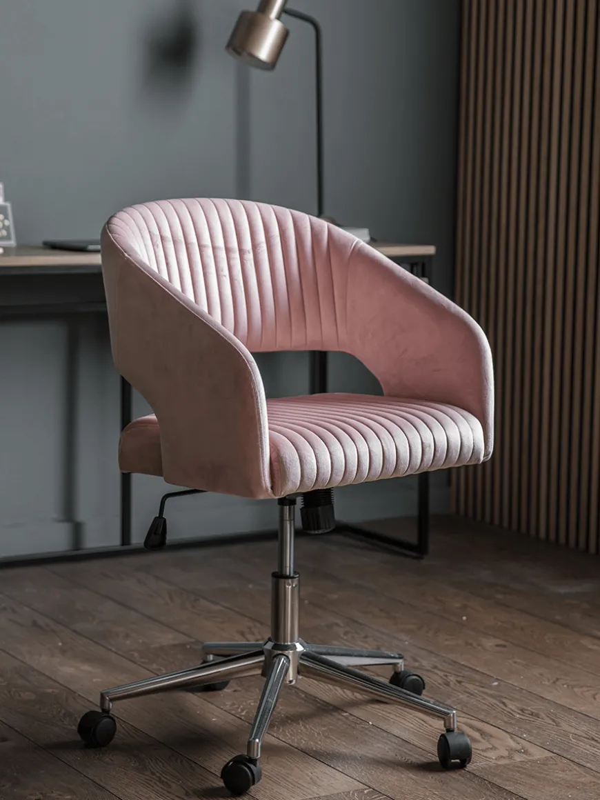 Blush Velvet Office Chair