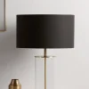 Brass & Black Glass Table Lamp