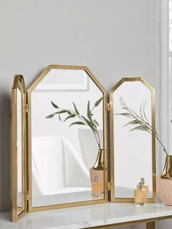 Brass Folding Dressing Table Mirror