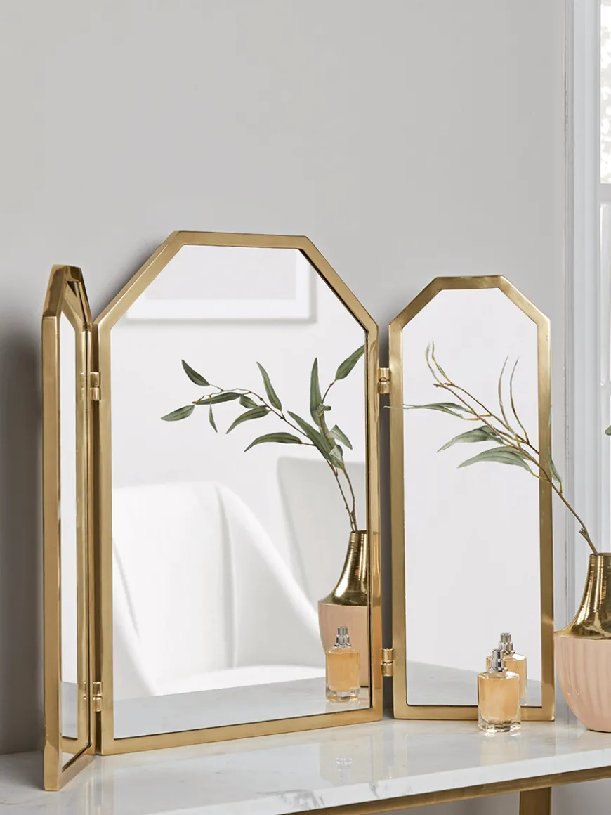 Brass Folding Dressing Table Mirror