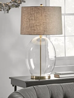 Brushed Brass & Glass Table Lamp