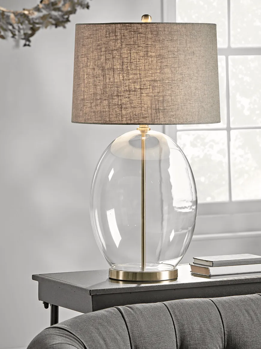 Brushed Brass & Glass Table Lamp