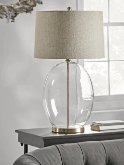Brushed Brass & Glass Table Lamp