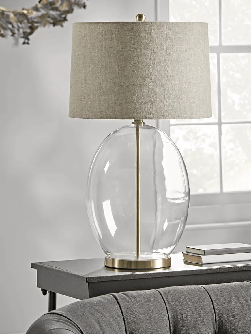 Brushed Brass & Glass Table Lamp