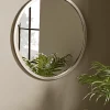 Burnished Silver Bevelled Round Mirror - Small