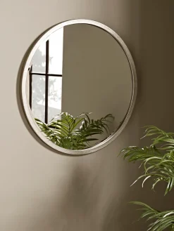 Burnished Silver Bevelled Round Mirror - Small