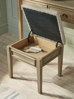 Camille Dressing Table Storage Stool - Limewashed