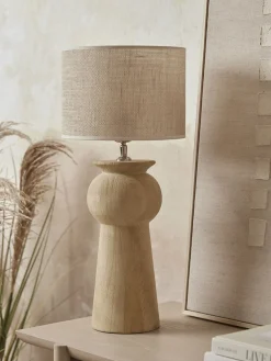 Carved Mango Wood Table Lamp