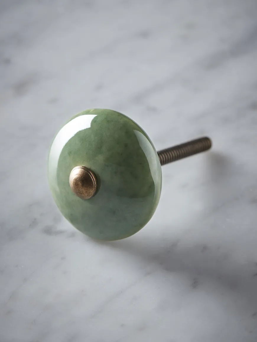 Ceramic Round Knob - Sage