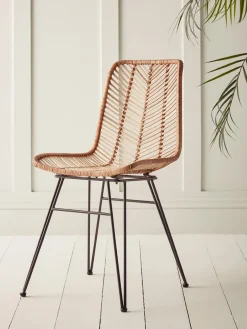 Chevron Flat Rattan Dining Chair
