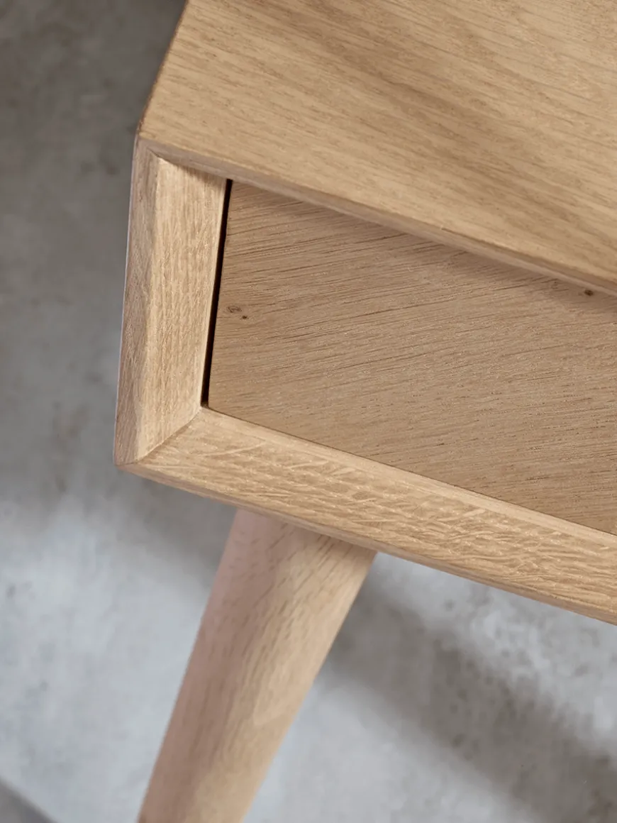Chevron Oak Bedside Table