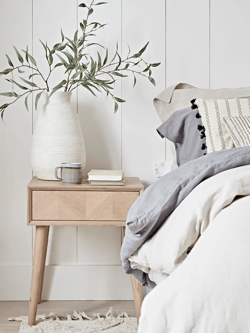 Chevron Oak Bedside Table