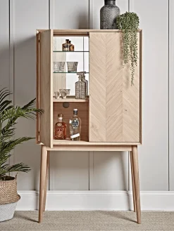 Chevron Oak Drinks Cabinet