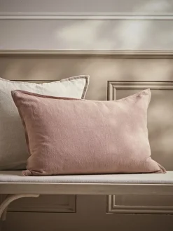 Cotton Linen Rectangular Cushion - Vintage Rose