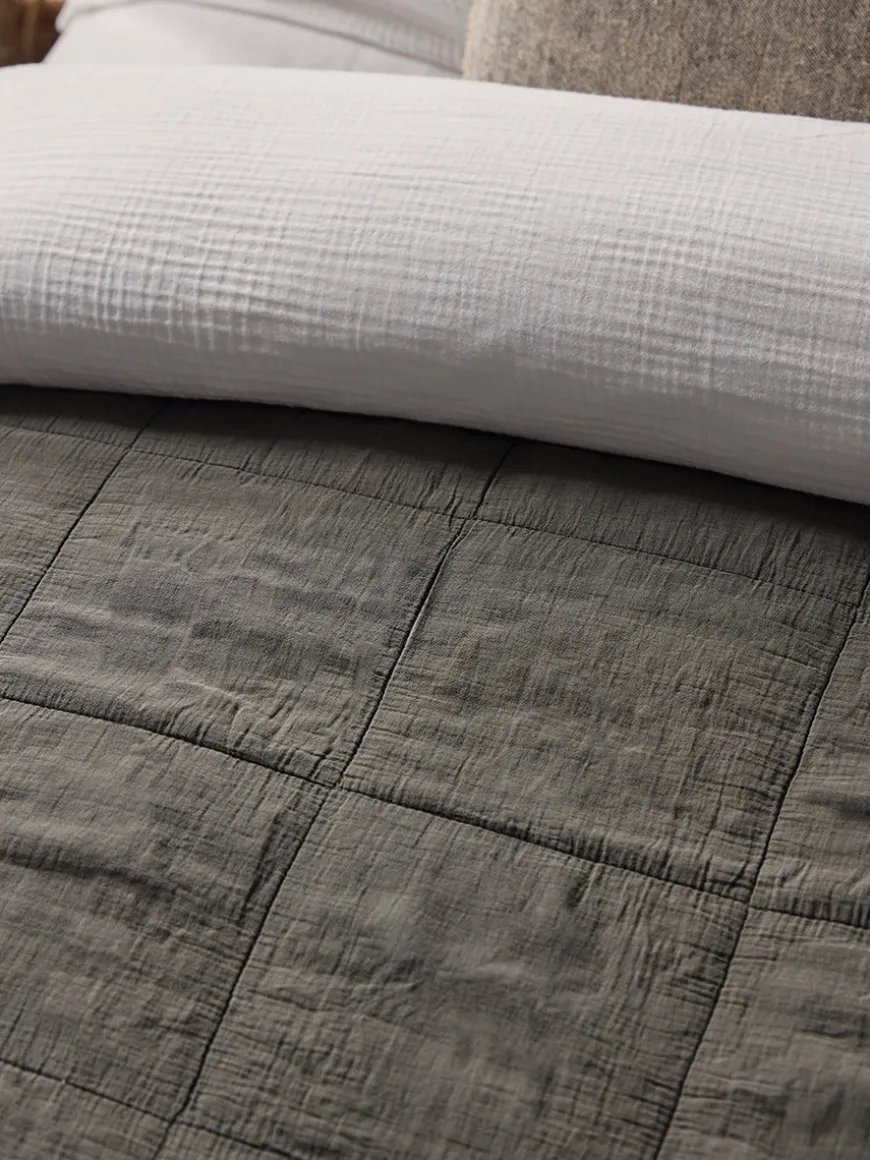 Cotton Quilted Bedspread - Slate Grey