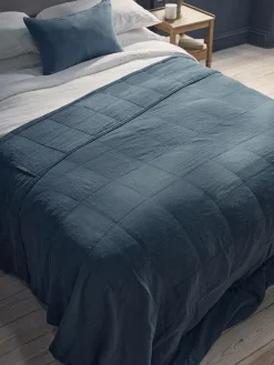 Cotton Quilted Bedspread - French Blue