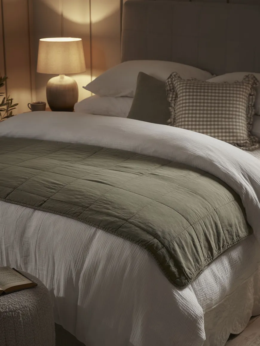 Cotton Quilted Throw - Olive