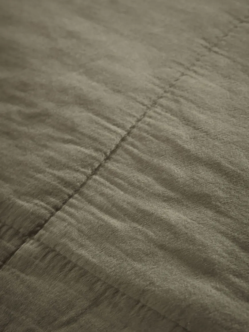 Cotton Quilted Throw - Olive