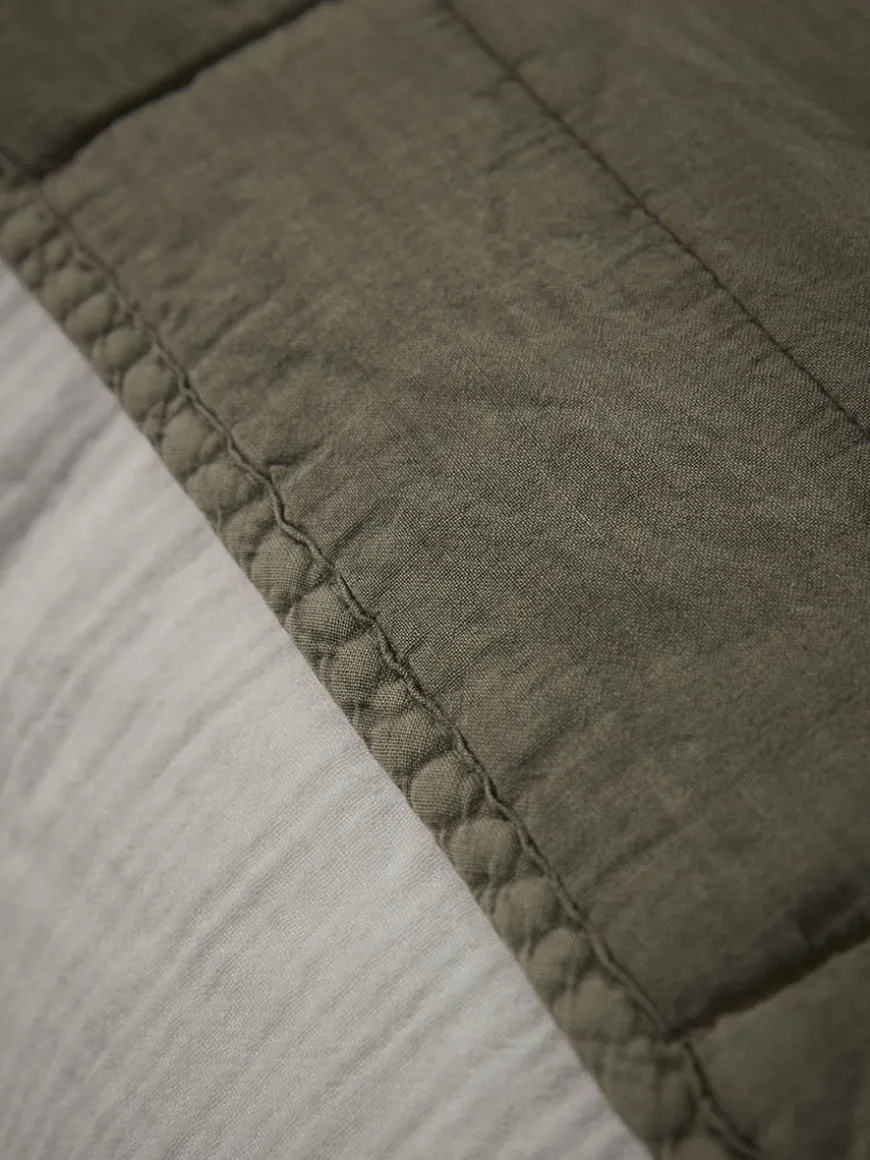 Cotton Quilted Throw - Olive