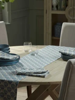 Cotton Table Runner - Swedish Blue Print
