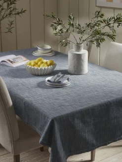 Cotton Tablecloth - Slate Blue