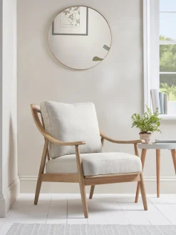 Curved Arm Mid Century Chair - Linen
